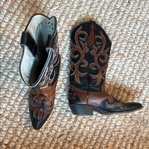 Brown and Black Western Cowboy Boots